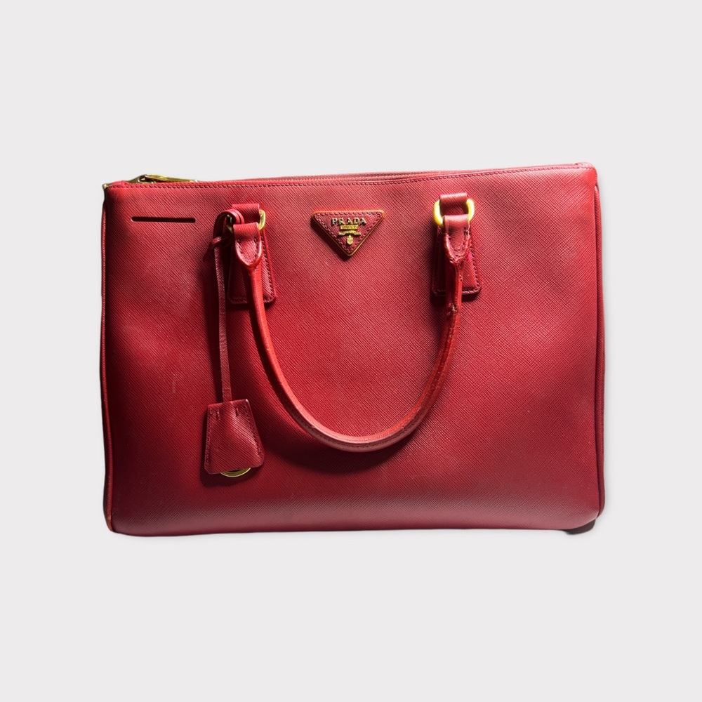 Prada Double zip logo embossed tote